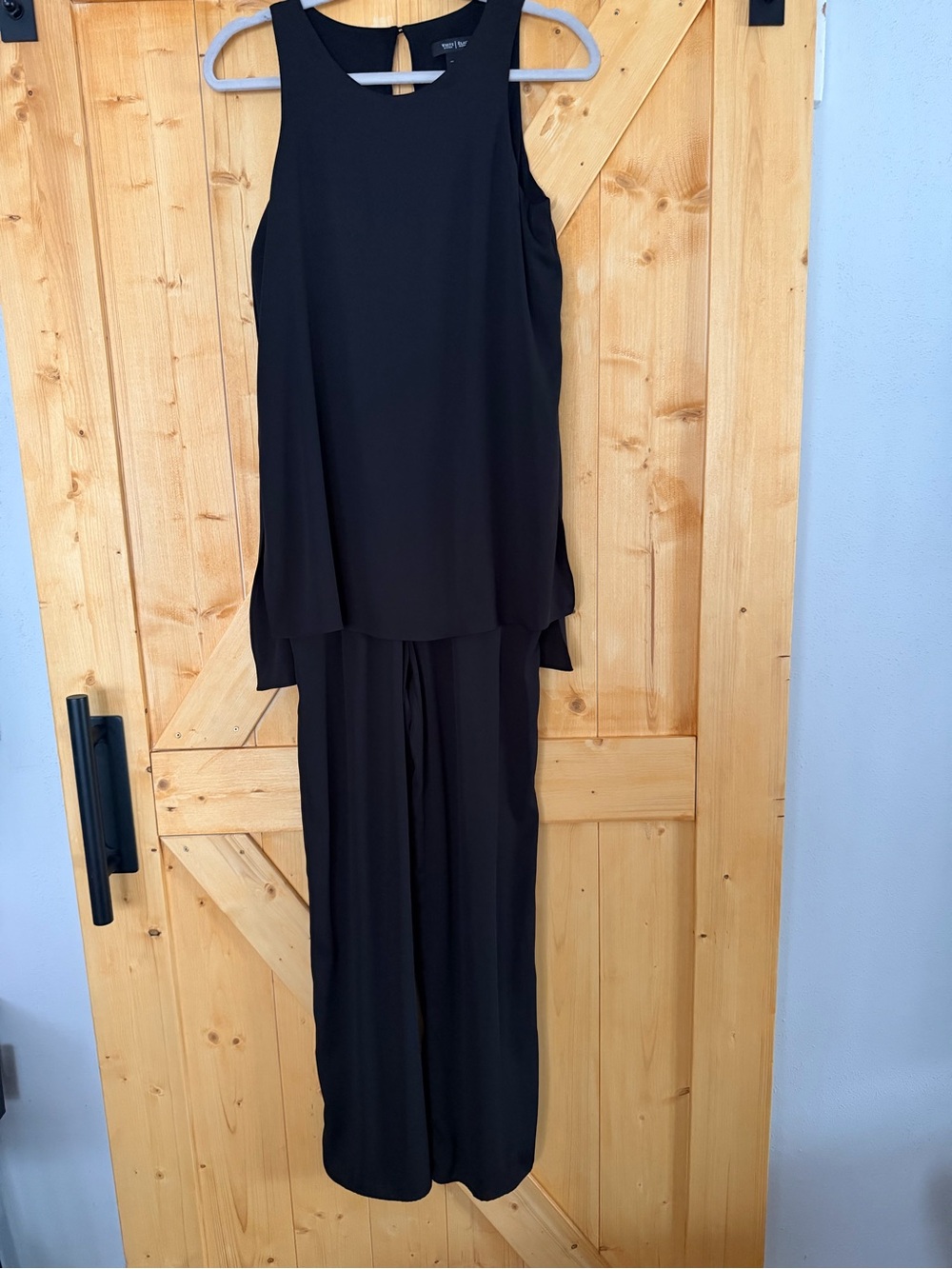 White House Black Market Black Overlay Jumpsuit Wide Leg Pants Size 4
